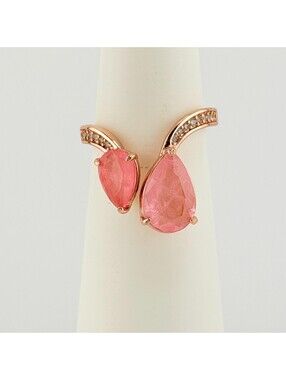 Bomb Party Ring Sz 6 "Warm Wishes" Rose Quartz +Quartz on Rose Gold